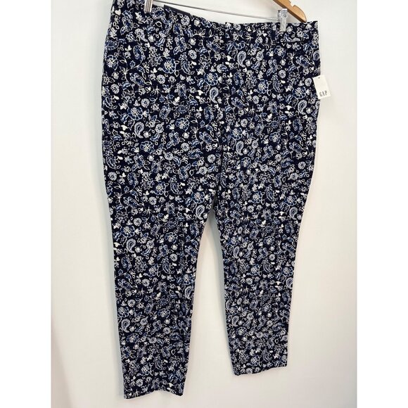 Gap Curvy Signature Skinny Ankle Floral Paisley Stretch Pant Navy Blue 18 NEW - Picture 2 of 7